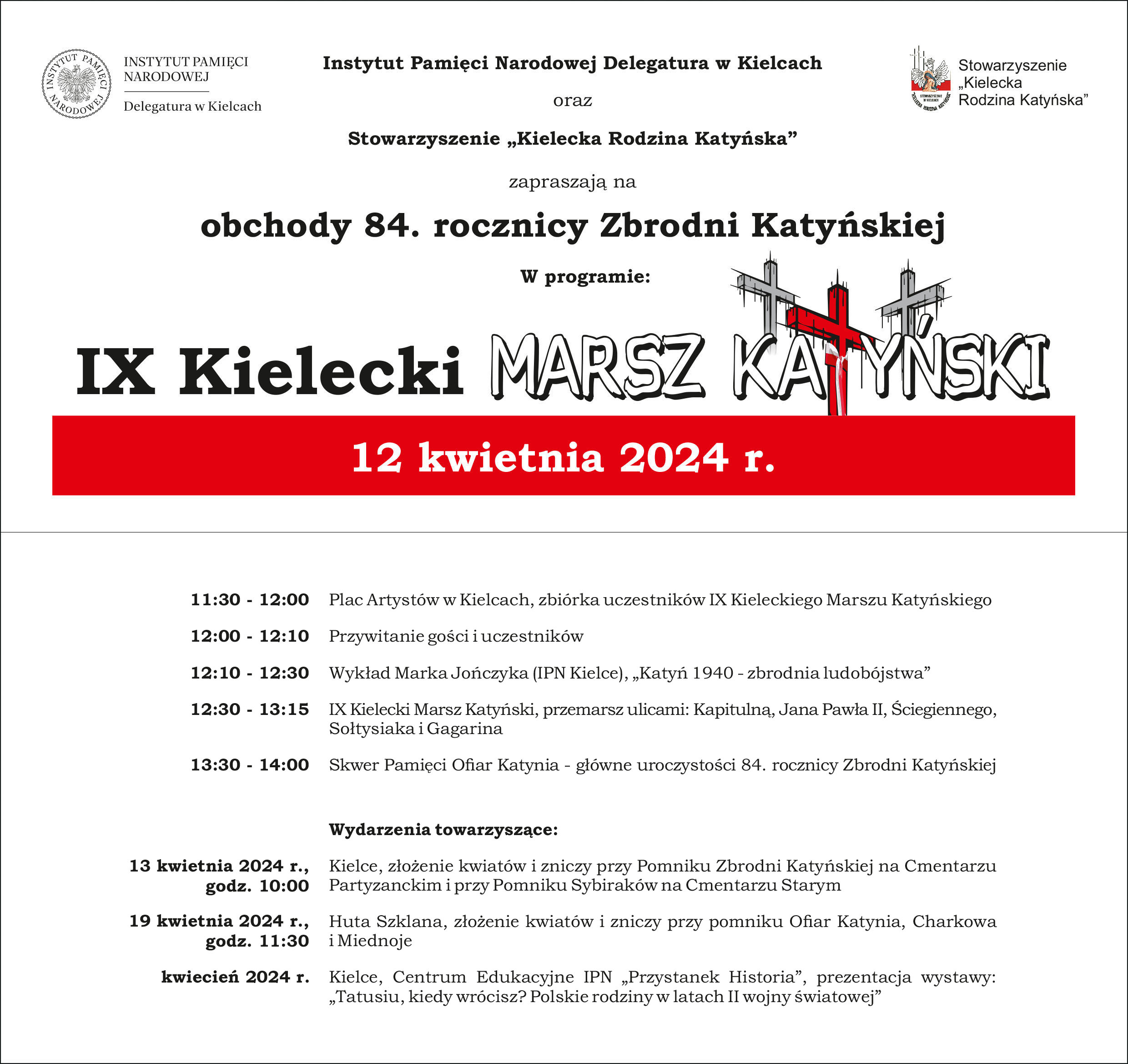 IX Kielecki Marsz Katyński program