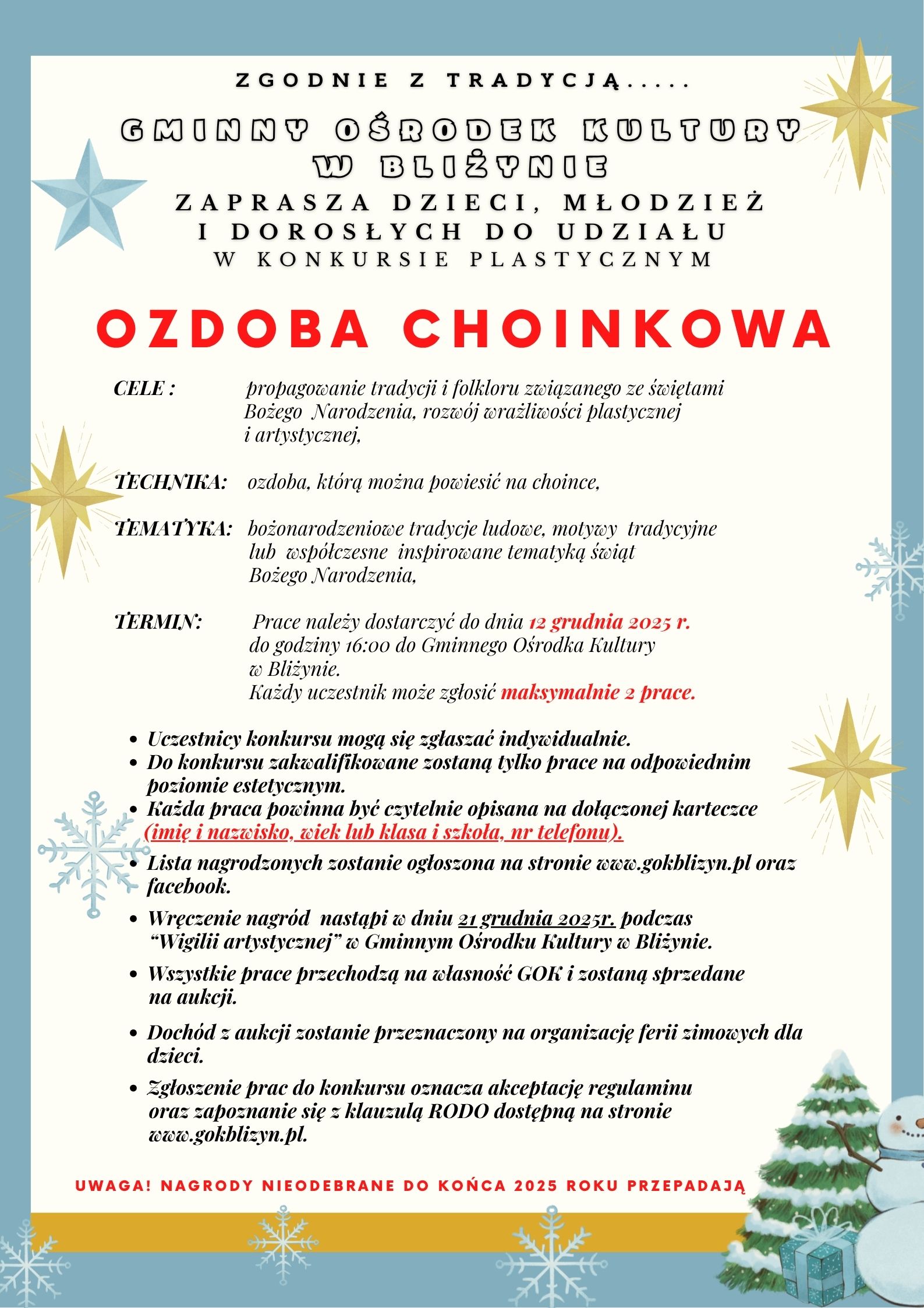 konkurs na ozdobę choinkową